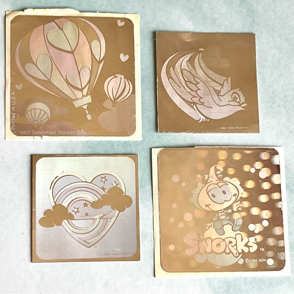 Vintage 80s Holographic Hologram Sticker Lot Sandylion, Holo-Spectra, Snorks